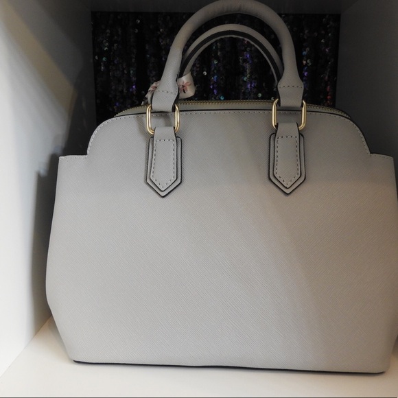 Soft Blue Purse With Floral Scarf Detail - Picture 2 of 3